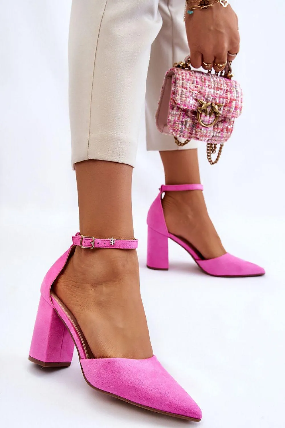 Elegant Eco-Suede Block Heel Pumps - Model 181456