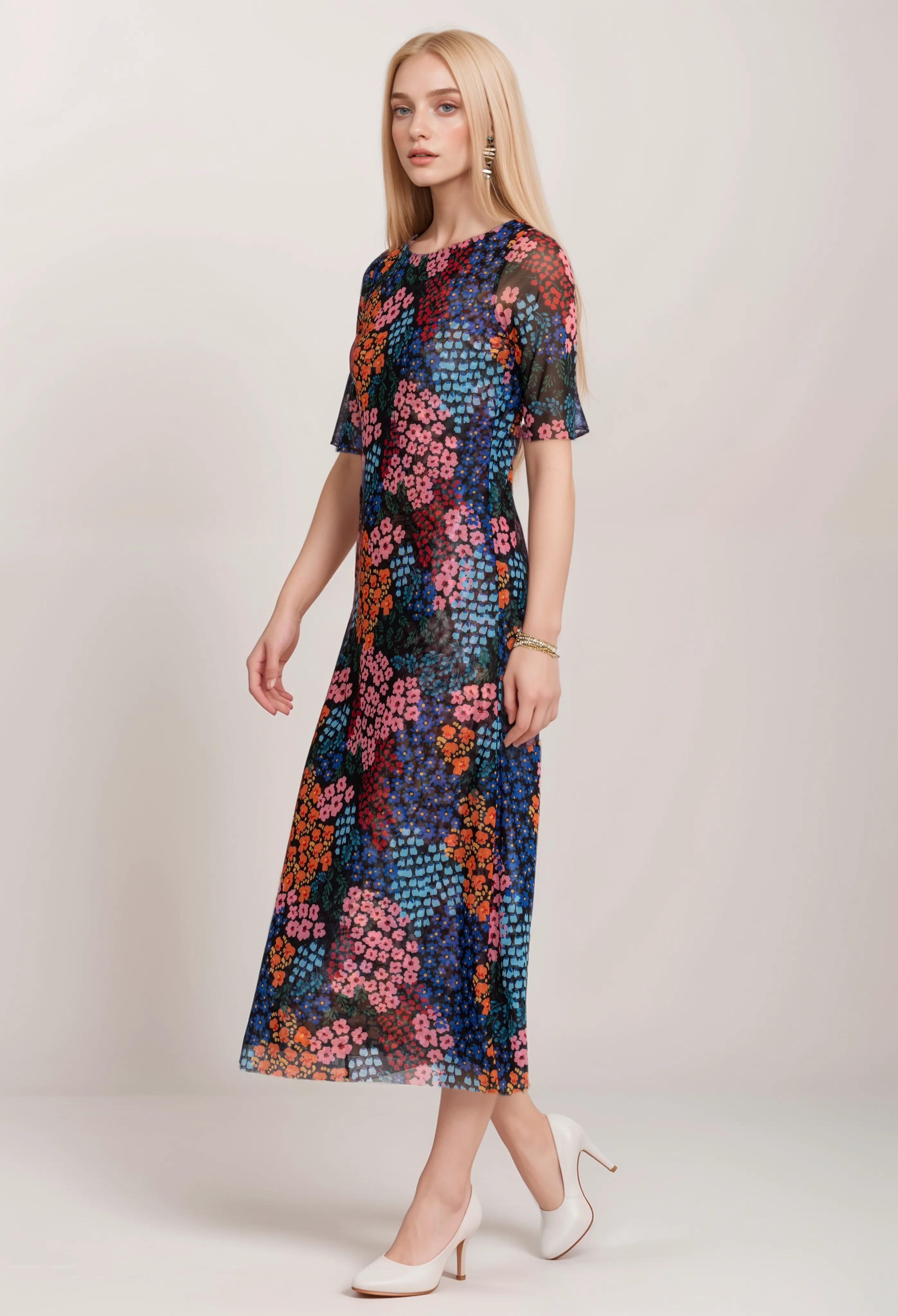 Johnny Was Jade Astrid Mesh Midi Dress L32724 Boho Chic