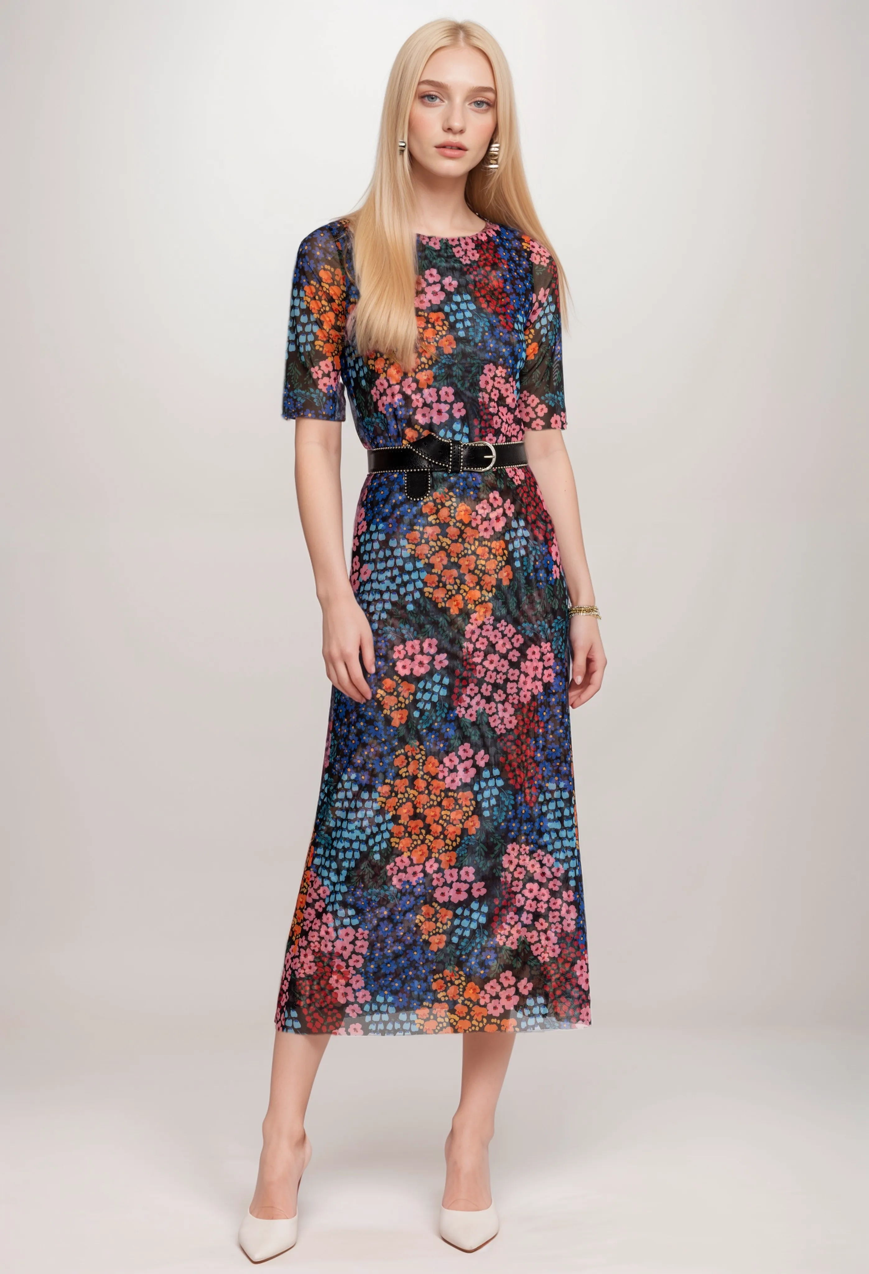 Johnny Was Jade Astrid Mesh Midi Dress L32724 Boho Chic