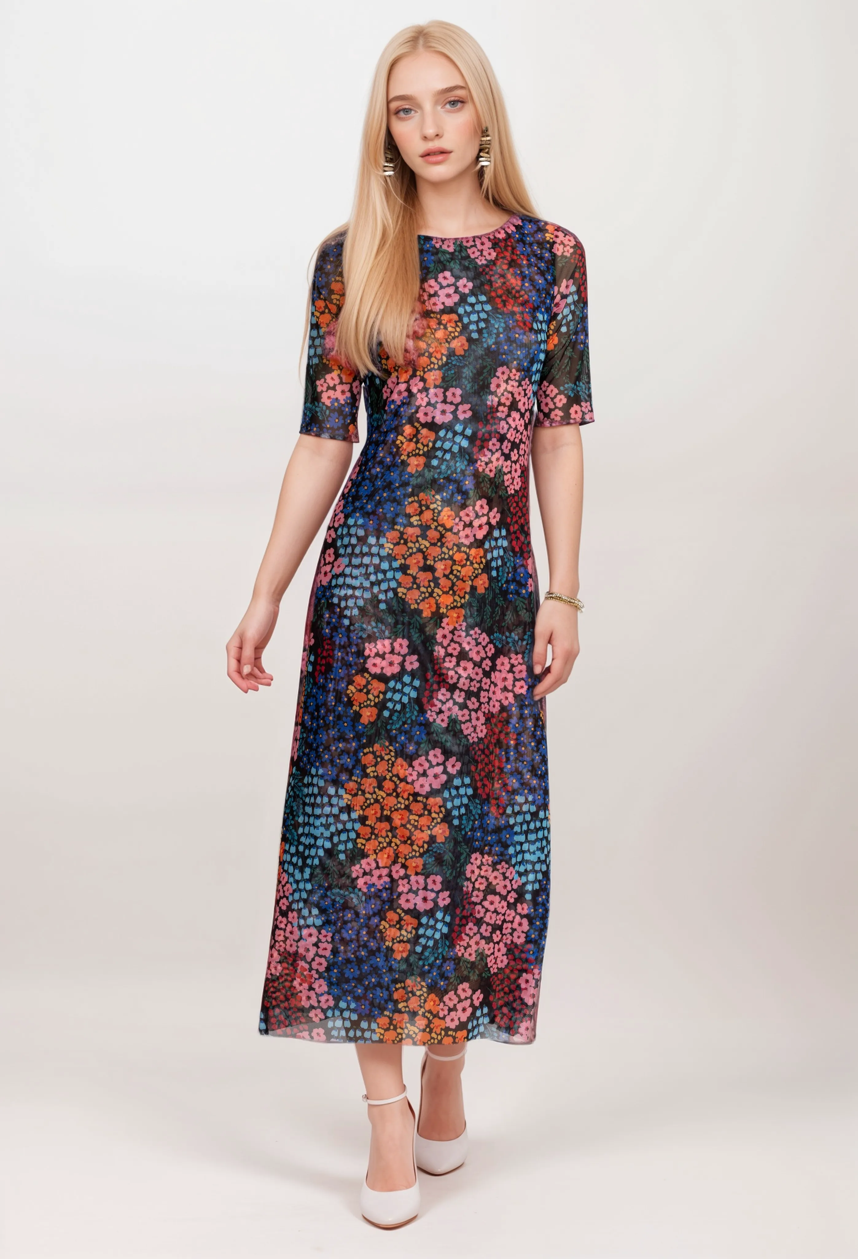 Johnny Was Jade Astrid Mesh Midi Dress L32724 Boho Chic